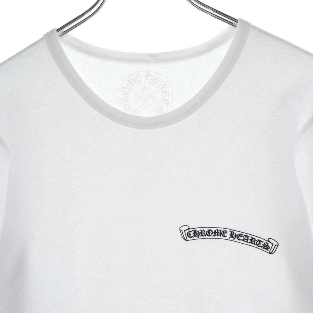CHROME HEARTS(クロムハーツ) THERMAL L/S TEE アーム英字ロゴプリント サーマル 長袖Tシャツ ロンT ロングスリーブカットソー ホワイト