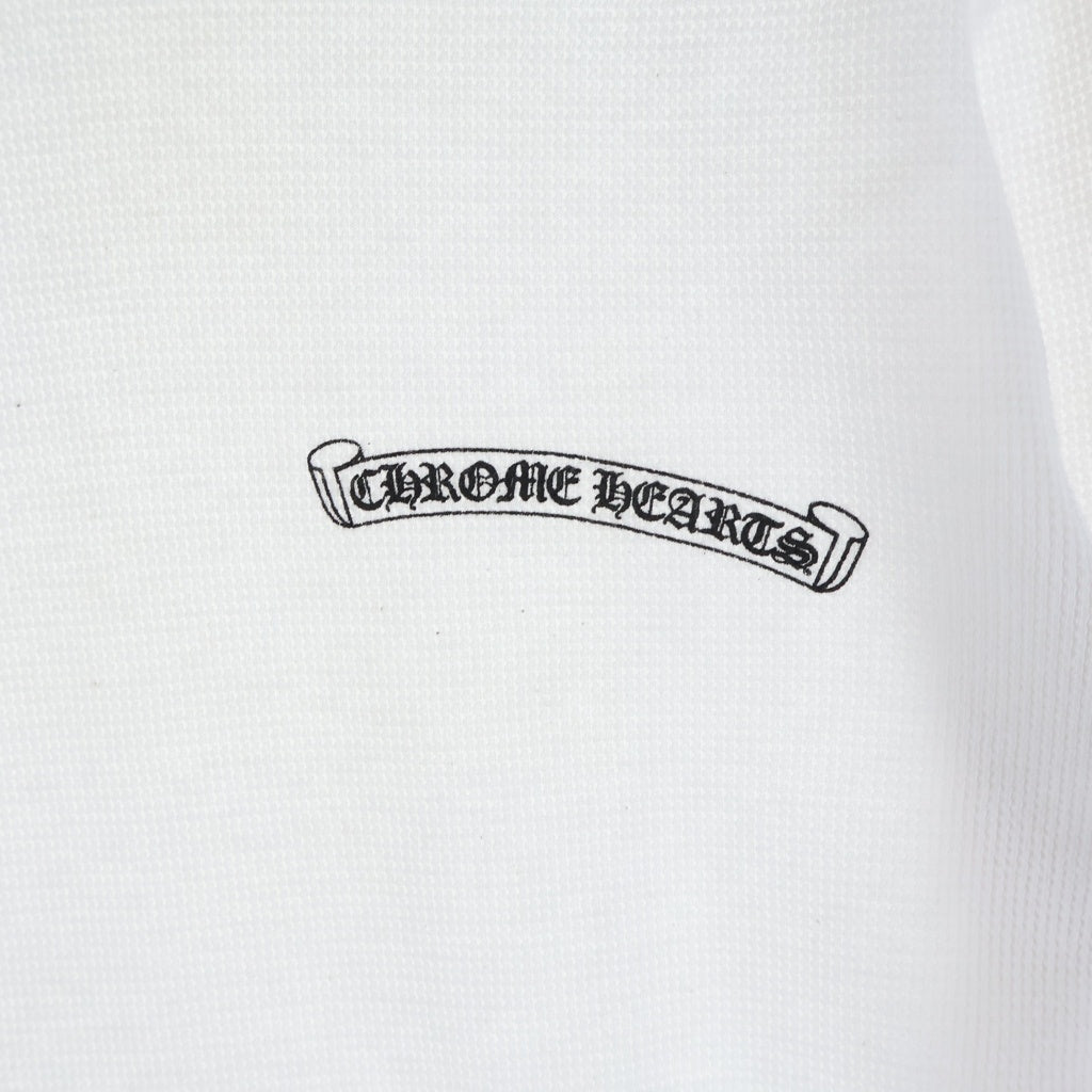 CHROME HEARTS(クロムハーツ) THERMAL L/S TEE アーム英字ロゴプリント サーマル 長袖Tシャツ ロンT ロングスリーブカットソー ホワイト