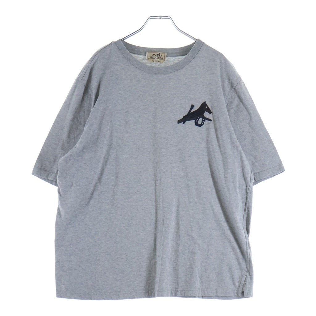 HERMES(エルメス) パズル・エケストル ミニレザーパッチ 半袖Tシャツ カットソー グレー
