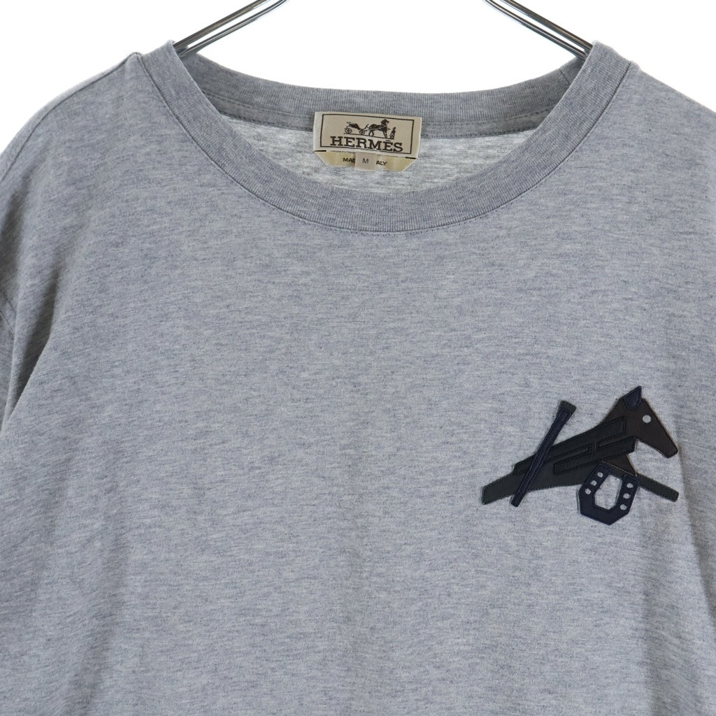 HERMES(エルメス) パズル・エケストル ミニレザーパッチ 半袖Tシャツ カットソー グレー