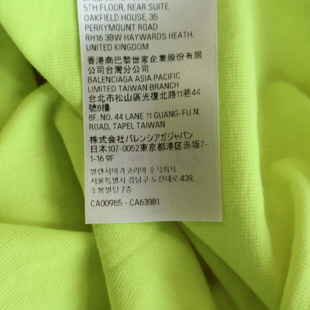 BALENCIAGA(バレンシアガ) デストロイ加工 テープロゴ クルーネック半袖Tシャツ カットソー イエロー 739784 T0VA9