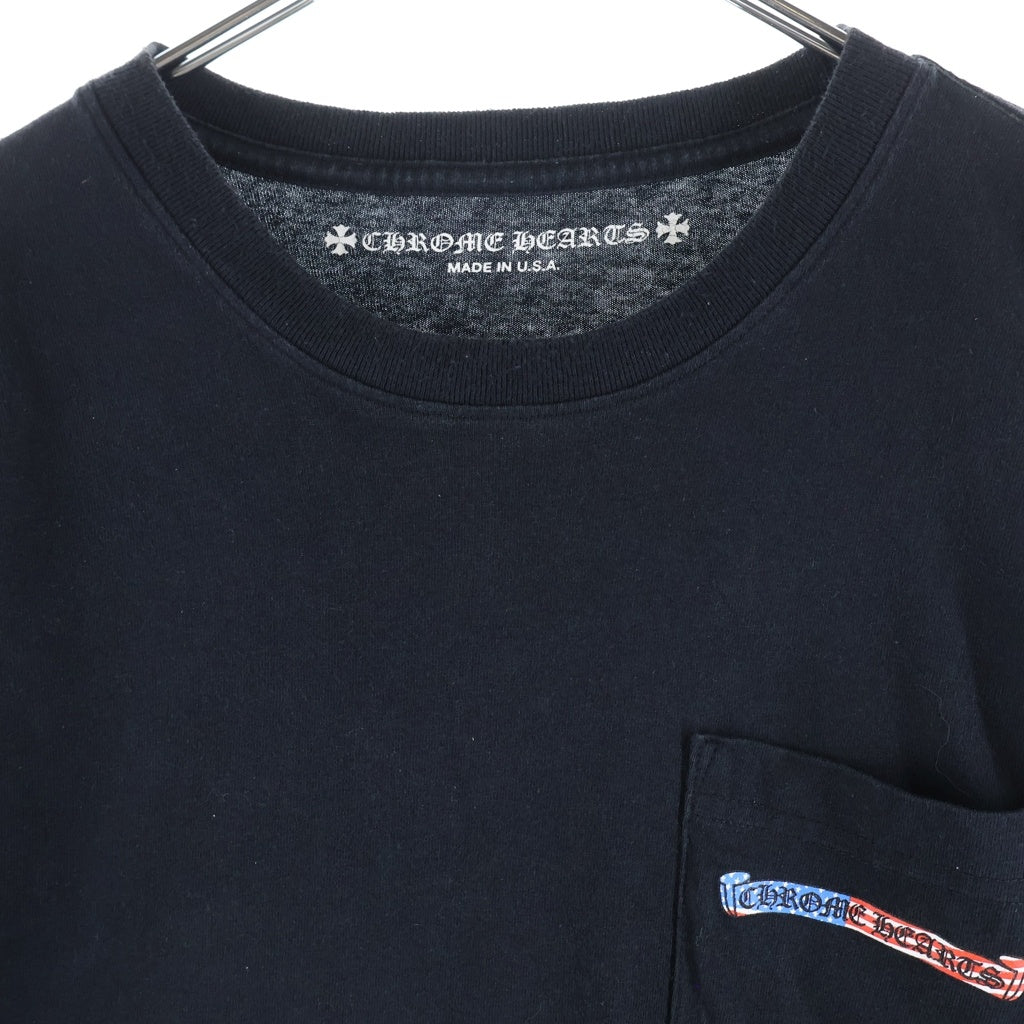CHROME HEARTS(クロムハーツ) American Flag Back Scroll Logo Label L/S Tee 星条旗 アメリカンフラッグ 長袖Tシャツ カットソー ブラック
