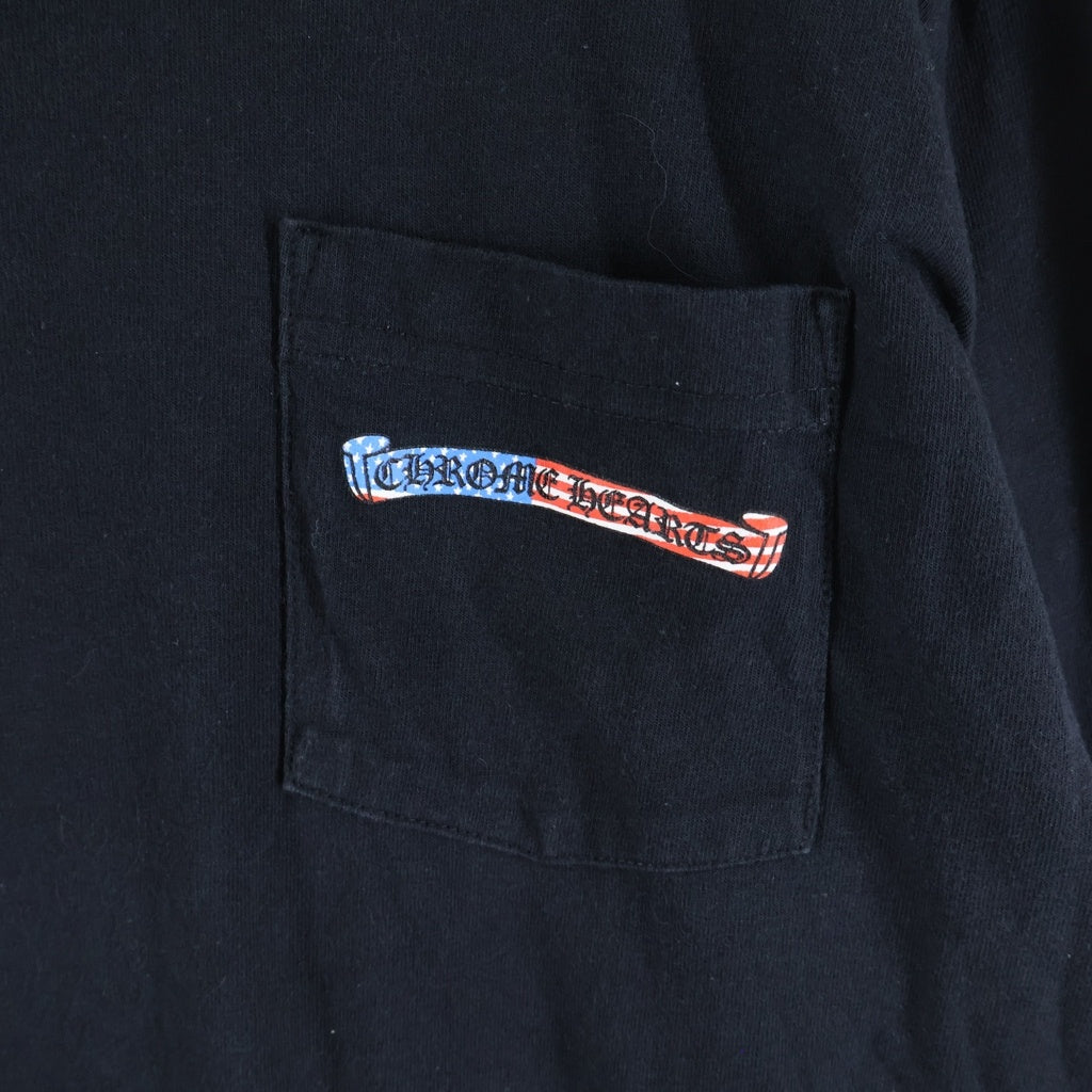 CHROME HEARTS(クロムハーツ) American Flag Back Scroll Logo Label L/S Tee 星条旗 アメリカンフラッグ 長袖Tシャツ カットソー ブラック