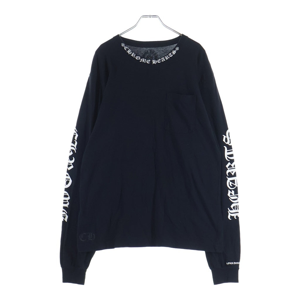 CHROME HEARTS(クロムハーツ) Neck Logo FUCK YOU L/S Tee ネックロゴ クルーネック長袖Tシャツ カットソー ロンT ブラック