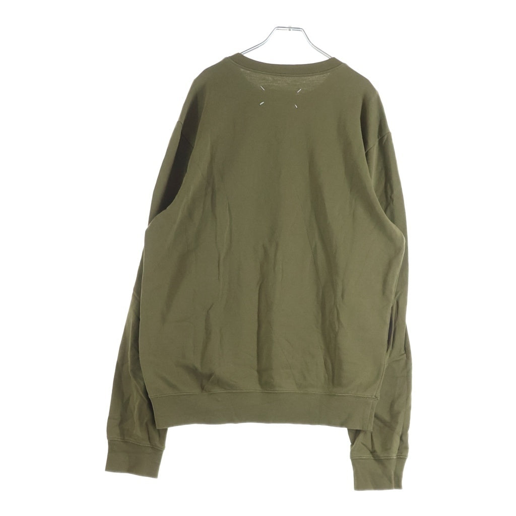 Maison Margiela(メゾンマルジェラ) レザーエルボーパッチ クルーネックトレーナー スウェット カーキ S50GU0040 S25332