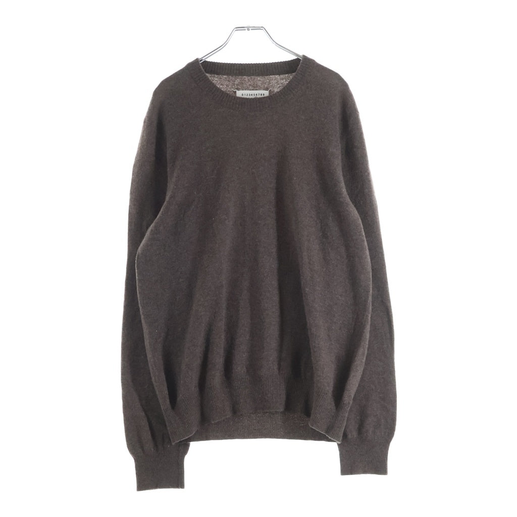 Maison Margiela(メゾンマルジェラ) レザーエルボーパッチ クルーネックニット ライトセーター ブラウン S30HA0966 S16082