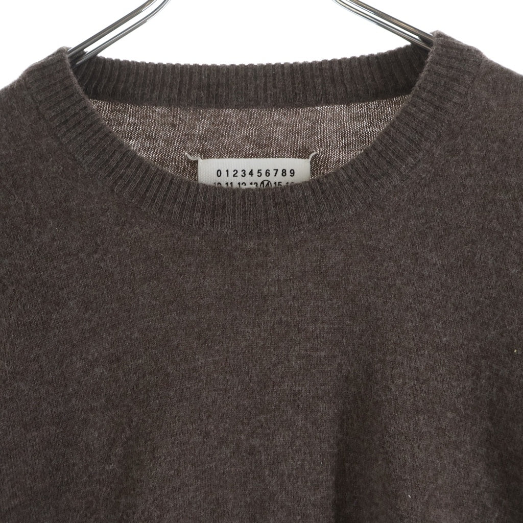 Maison Margiela(メゾンマルジェラ) レザーエルボーパッチ クルーネックニット ライトセーター ブラウン S30HA0966 S16082
