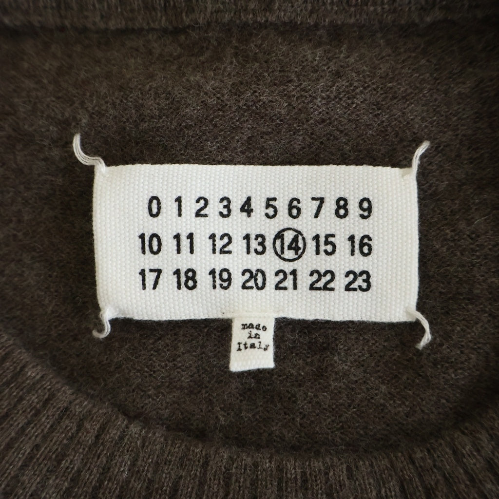 Maison Margiela(メゾンマルジェラ) レザーエルボーパッチ クルーネックニット ライトセーター ブラウン S30HA0966 S16082