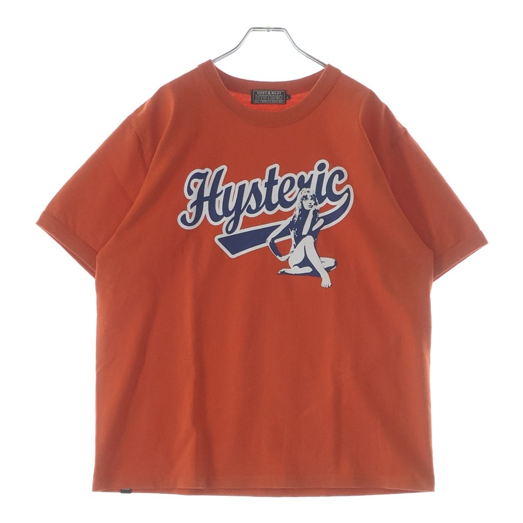 HYSTERIC GLAMOUR(ヒステリックグラマー) 25SS LEAGUE ロゴプリント 半袖Tシャツカットソー 02251CT08 オレンジ 02251CT08