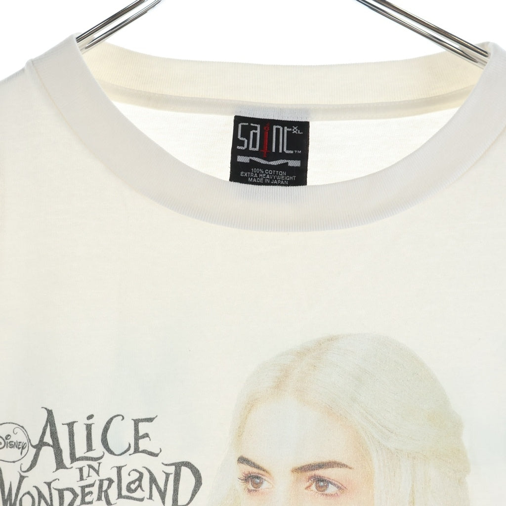SAINT MICHAEL(セントマイケル) 23SS DS SS TEE QN ALICE IN WONDERLAND アリスインワンダーランド フロントプリント ホワイト SM-S23-0000-123 SM-S23-0000-123
