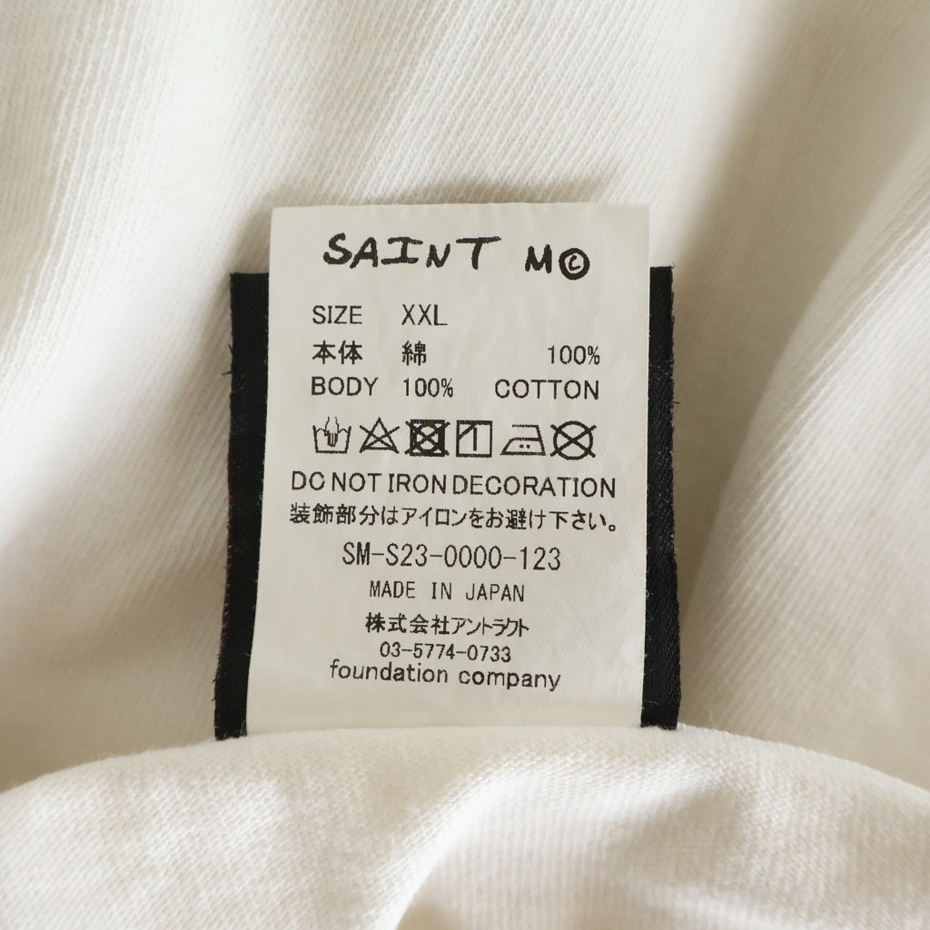 SAINT MICHAEL(セントマイケル) 23SS DS SS TEE QN ALICE IN WONDERLAND アリスインワンダーランド フロントプリント ホワイト SM-S23-0000-123 SM-S23-0000-123