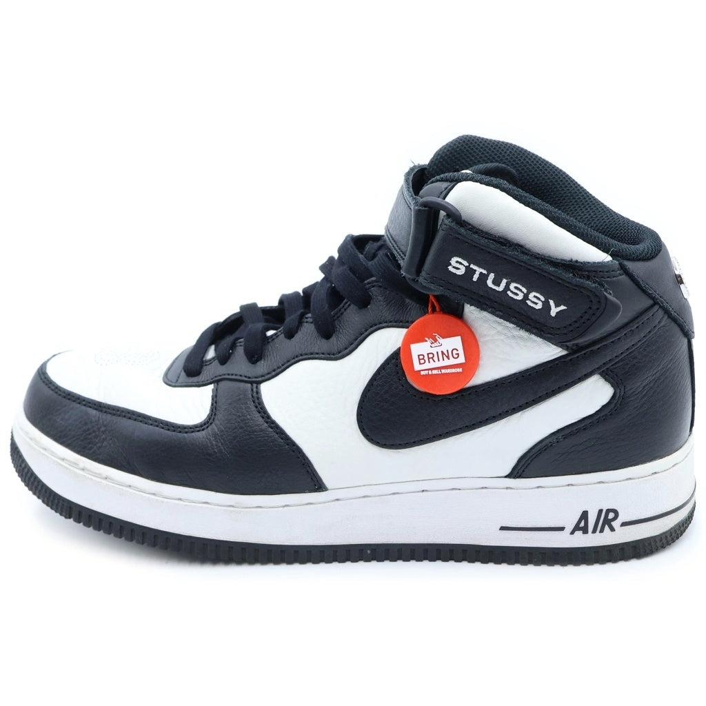 NIKE(ナイキ) ×STUSSY AIR FORCE 1 MID ステューシー エアフォース1 ミッドカットスニーカー ホワイト/ブラック US10/28cm DJ7840-002