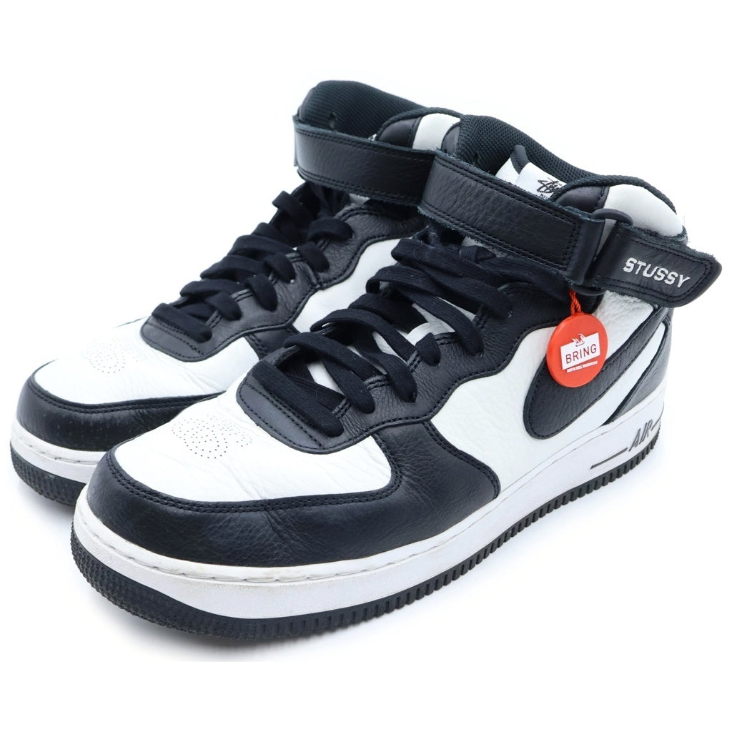 NIKE(ナイキ) ×STUSSY AIR FORCE 1 MID ステューシー エアフォース1 ミッドカットスニーカー ホワイト/ブラック US10/28cm DJ7840-002