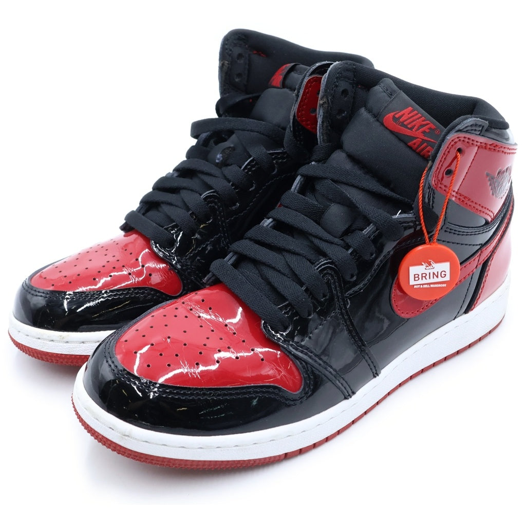 NIKE(ナイキ) GS Air Jordan 1 High OG Patent Bred エアジョーダン1 パテントブレッド ハイカットスニーカー ブラック/レッド US6/24cm 575441-063