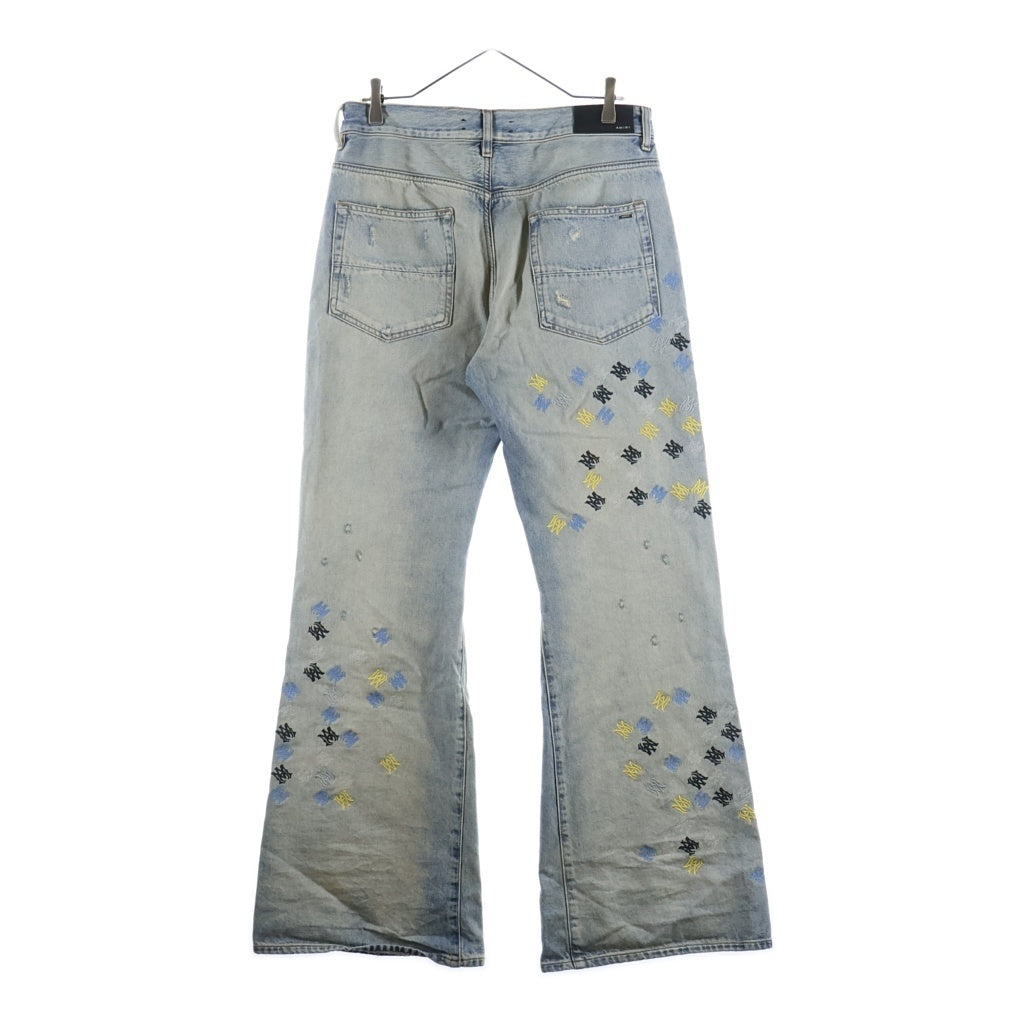 AMIRI(アミリ) 25SS MA QUAD EMBROIDERED FLARE / IND ロゴ刺繍 フレアダメージデニムパンツ インディゴ SRAMDNFR1015A -