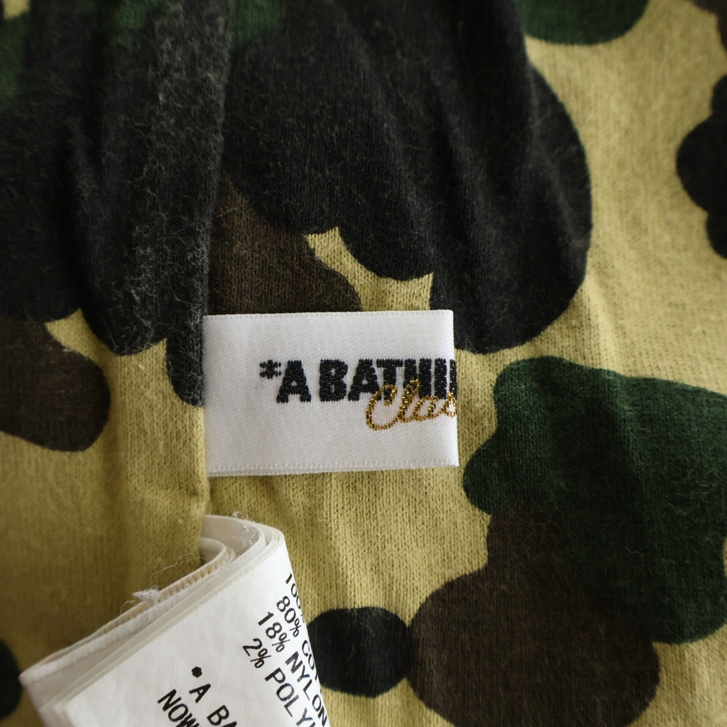 A BATHING APE(アベイシングエイプ) 裏地カモ サルカモロゴ刺繍 半袖Tシャツ カットソー レッド