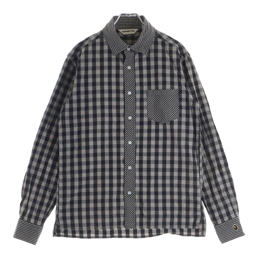 A BATHING APE(アベイシングエイプ) チェック柄 フランネル長袖シャツ グレー