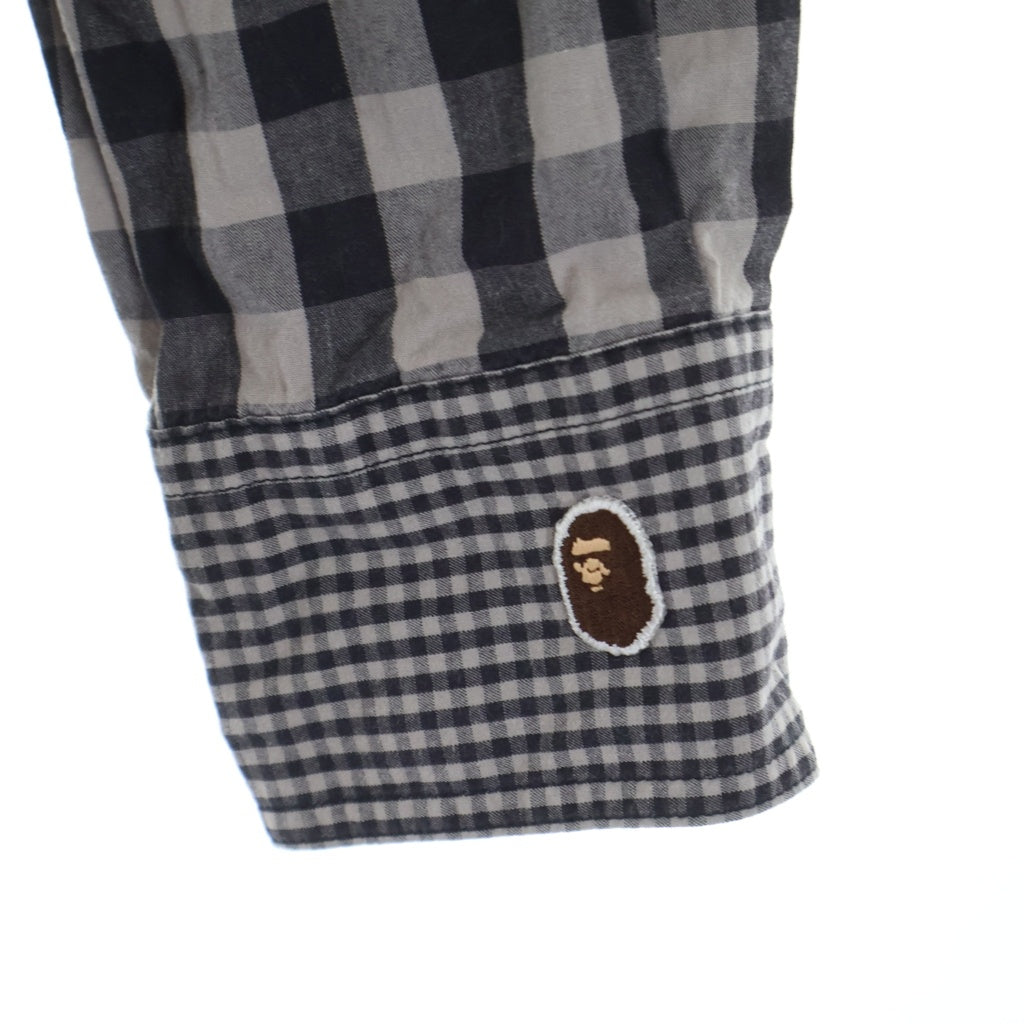 A BATHING APE(アベイシングエイプ) チェック柄 フランネル長袖シャツ グレー