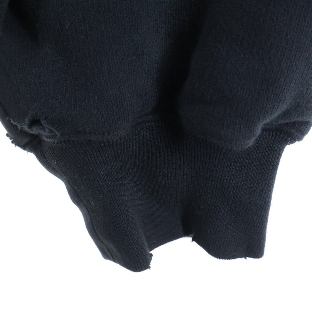BALENCIAGA(バレンシアガ) Caps Destroyed Hoodie デストロイ加工 スウェット プルオーバーパーカー ブラック 659403
