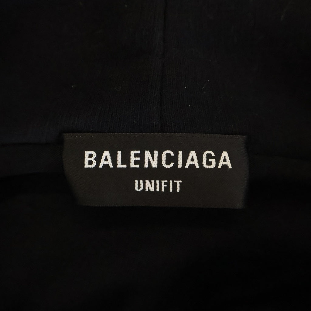 BALENCIAGA(バレンシアガ) Caps Destroyed Hoodie デストロイ加工 スウェット プルオーバーパーカー ブラック 659403