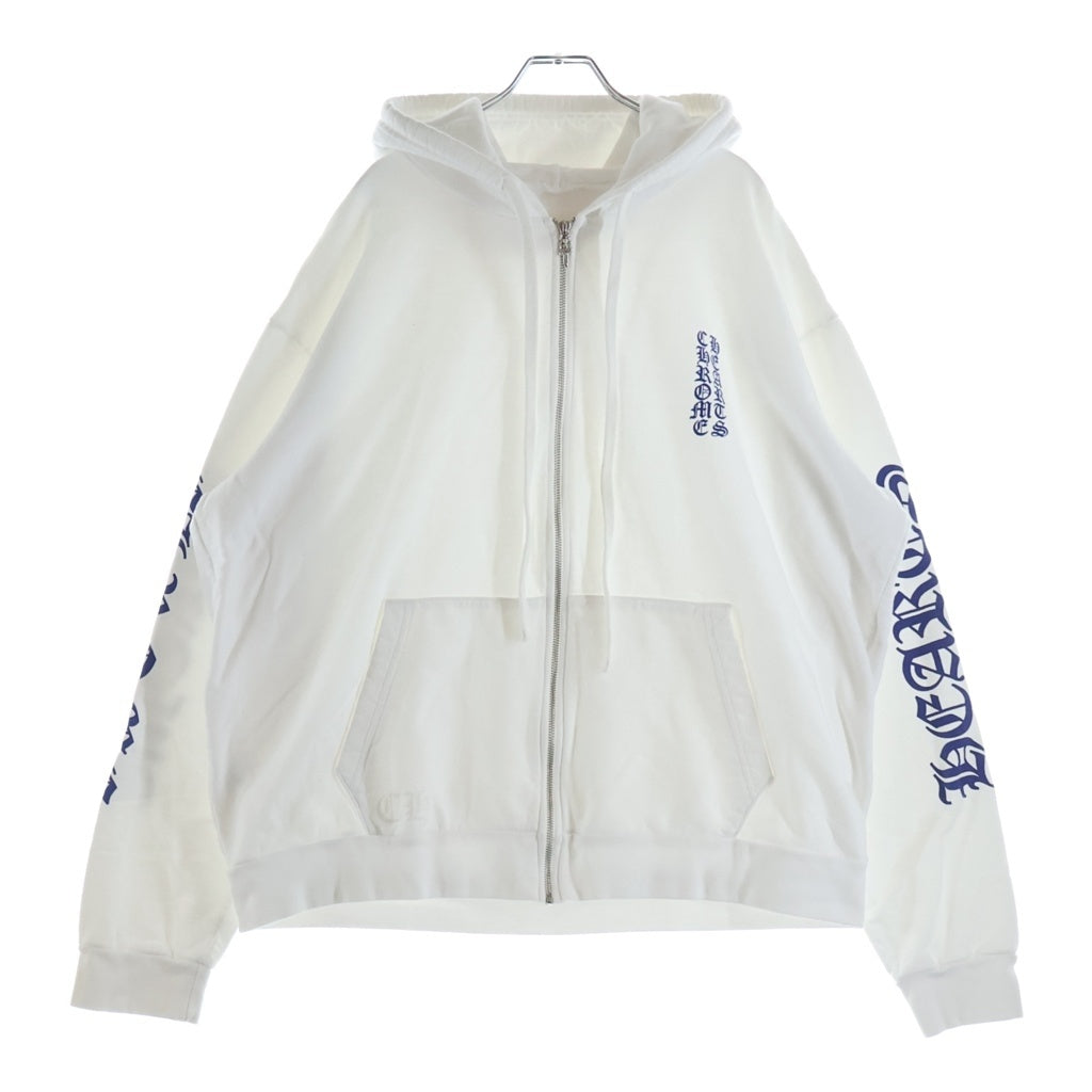 CHROME HEARTS(クロムハーツ) SWTSHRT HD ZIP 袖英字プリントダガージップパーカー ホワイト/ブルー -