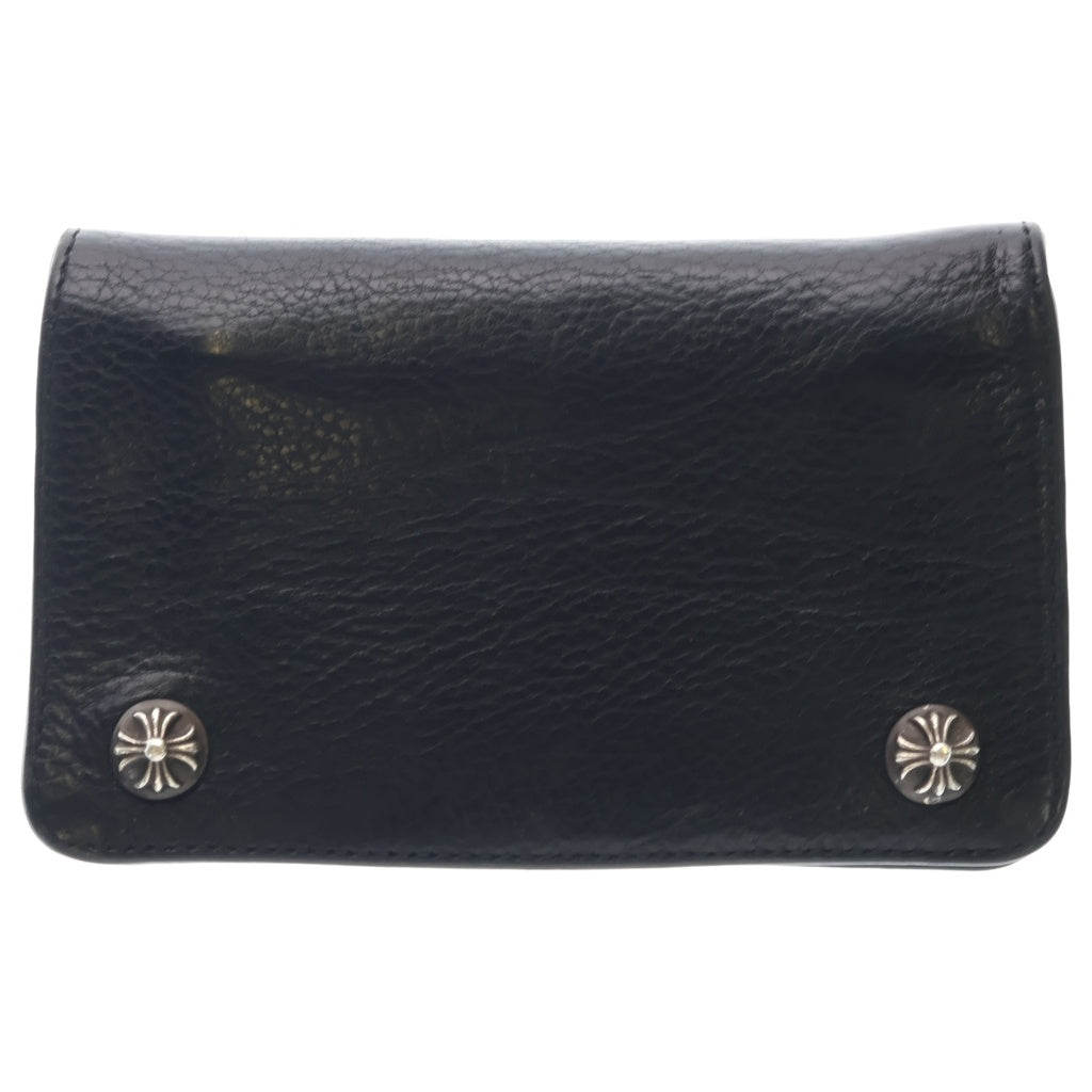 CHROME HEARTS(クロムハーツ) 1ZIP 1ジップ クロスボールボタン レザーウォレット 財布 ブラック BCA362