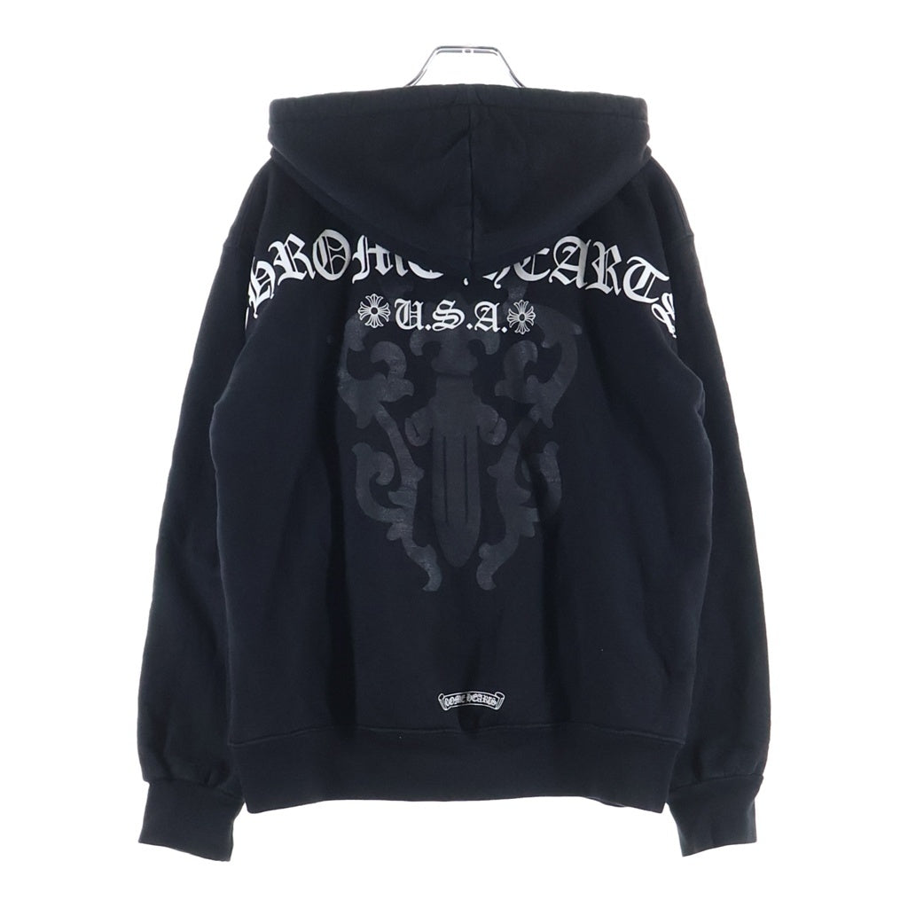 CHROME HEARTS(クロムハーツ) VINE DAGGER BACK ARCH USA ZIP UP HOODIE ヴァインダガー バックアーチ ダガージップ CHプラス 裏地サーマル ジップアップパーカー フーディー ブラック