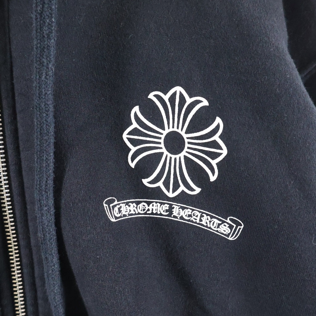CHROME HEARTS(クロムハーツ) VINE DAGGER BACK ARCH USA ZIP UP HOODIE ヴァインダガー バックアーチ ダガージップ CHプラス 裏地サーマル ジップアップパーカー フーディー ブラック