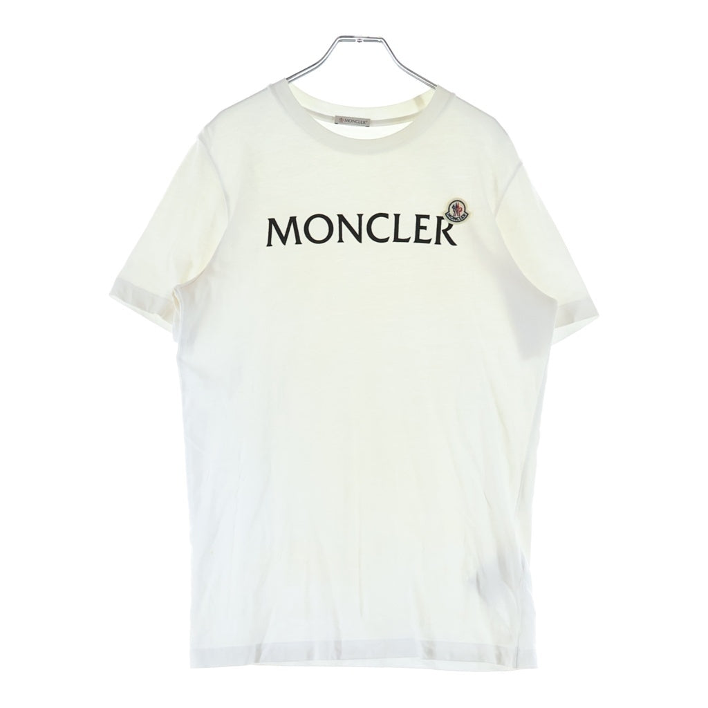 MONCLER(モンクレール) 23AW Logo T-Shirts フロッキー ロゴ プリント 刺繍 ワッペン クルーネック 半袖Tシャツ ホワイト I20918C00047