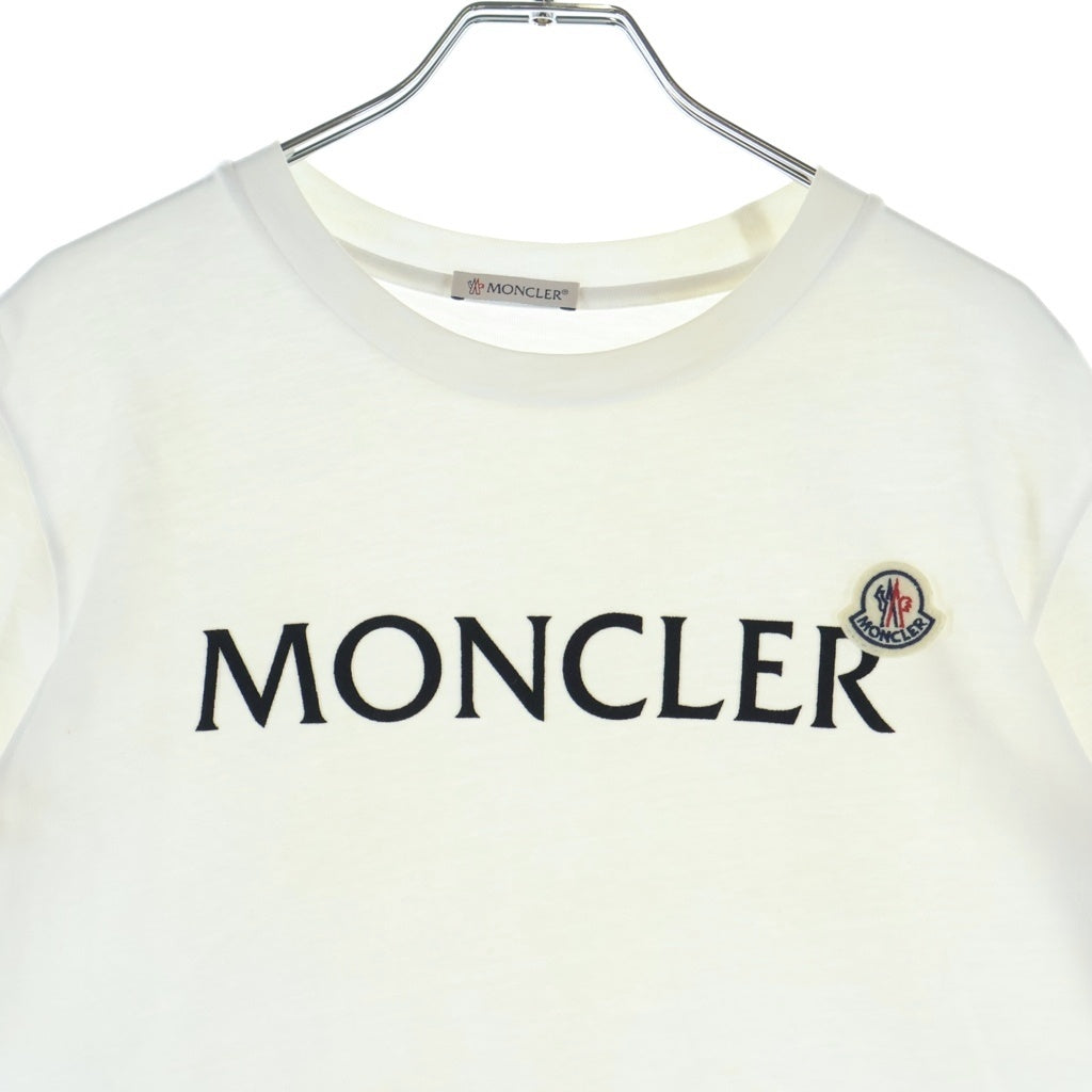MONCLER(モンクレール) 23AW Logo T-Shirts フロッキー ロゴ プリント 刺繍 ワッペン クルーネック 半袖Tシャツ ホワイト I20918C00047