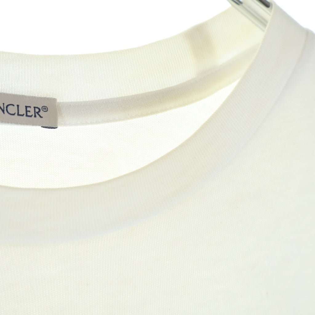 MONCLER(モンクレール) 23AW Logo T-Shirts フロッキー ロゴ プリント 刺繍 ワッペン クルーネック 半袖Tシャツ ホワイト I20918C00047