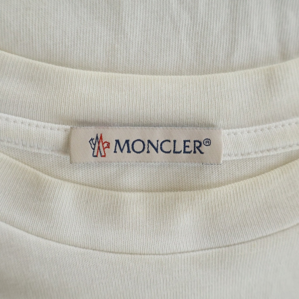 MONCLER(モンクレール) 23AW Logo T-Shirts フロッキー ロゴ プリント 刺繍 ワッペン クルーネック 半袖Tシャツ ホワイト I20918C00047