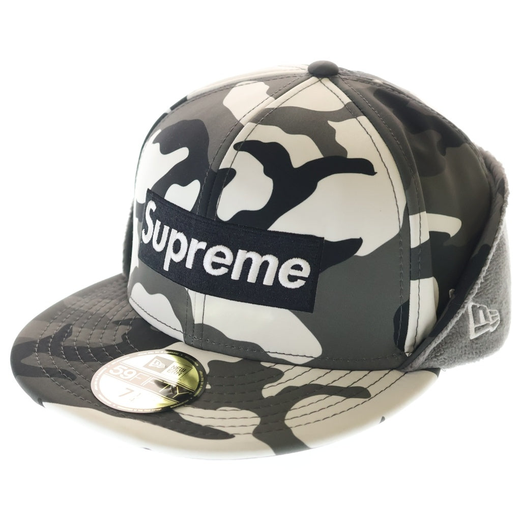 SUPREME(シュプリーム) 20AW×NEW ERA WINDSTOPPER Earflap Box Logo Cap ニューエラ ウィンドストッパー フラップ ボックスロゴ キャップ 帽子 カモ/グレー