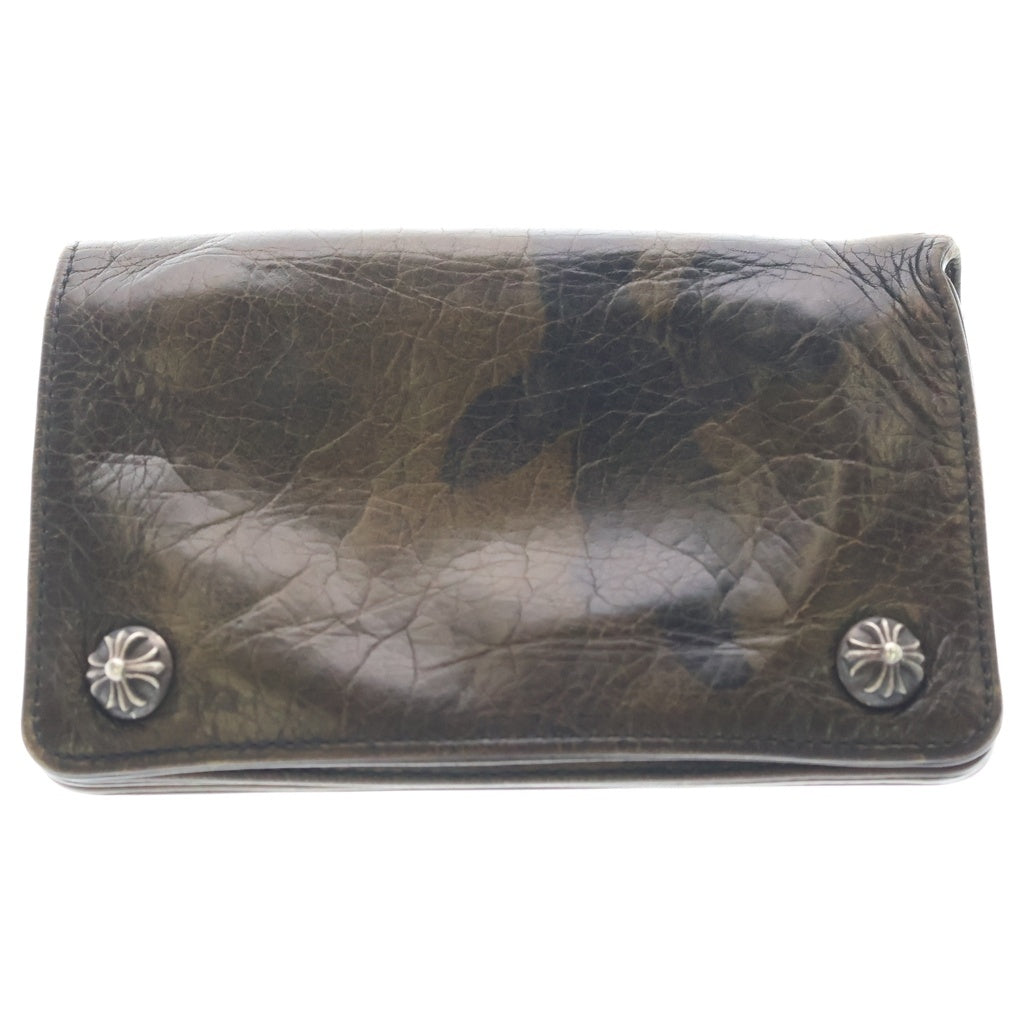 CHROME HEARTS(クロムハーツ) 1ZIP 1ジップ クロスボールボタン レザーウォレット カモフラ 財布 カーキ