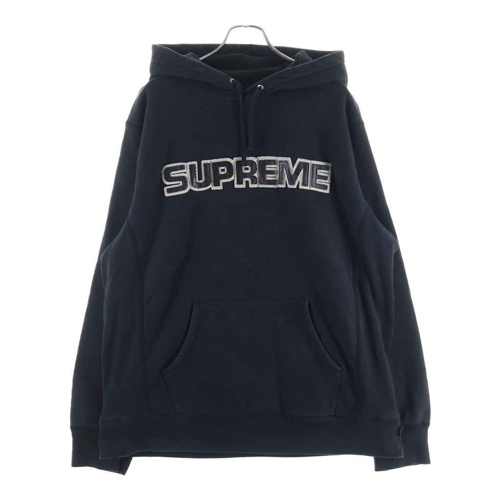 SUPREME(シュプリーム) 18AW Perforated Leather Hooded Sweatshirt パーフォレーテッド レザー プルオーバー パーカー フーディー ブラック