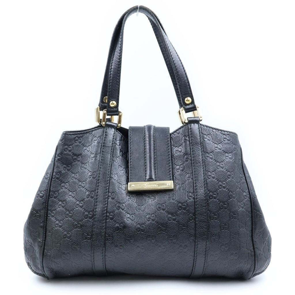 GUCCI(グッチ) グッチシマ レザー トートバッグ セミショルダーバッグ ゴールド金具 ブラック 233609 レディース