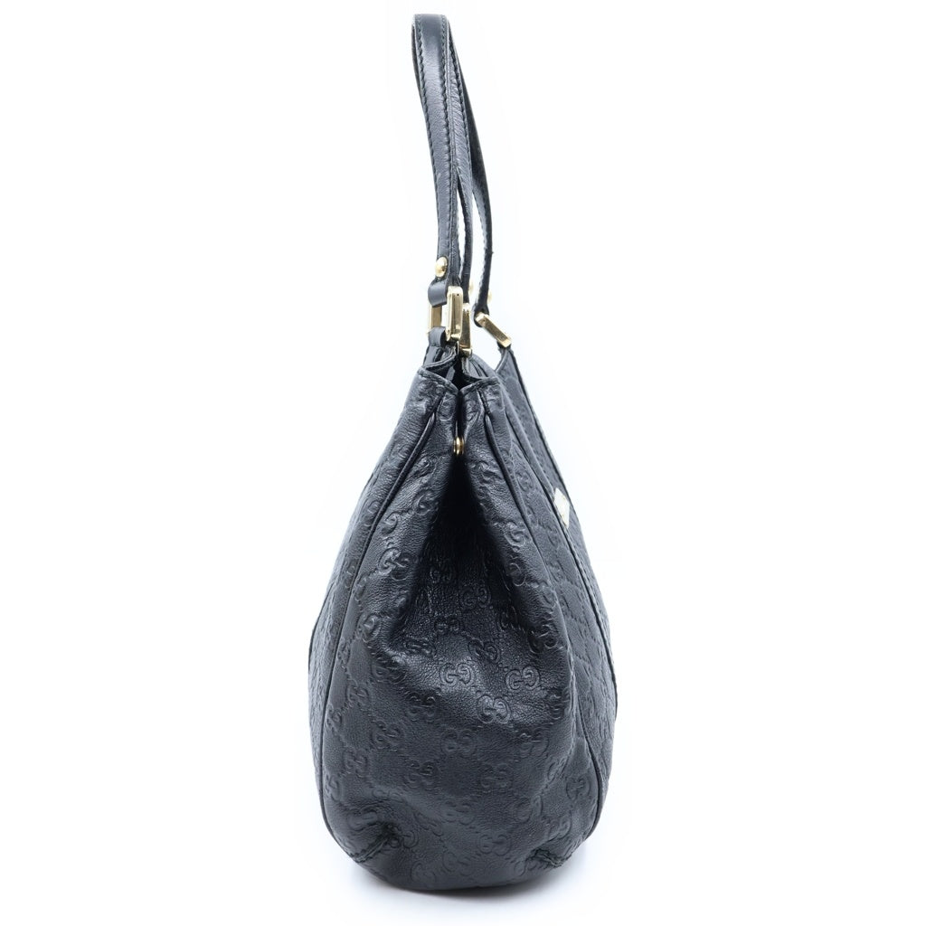 GUCCI(グッチ) グッチシマ レザー トートバッグ セミショルダーバッグ ゴールド金具 ブラック 233609 レディース