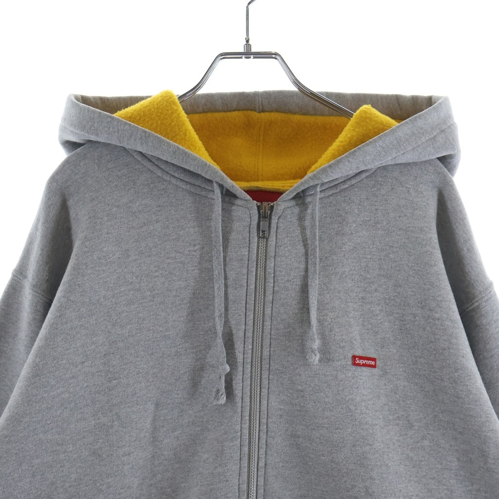 SUPREME(シュプリーム) 18SS Contrast Small Box logo Zip Up Sweatshirt コントラスト スモールボックスロゴ ジップアップパーカー フーディー グレー/イエロー -