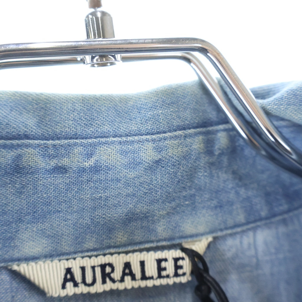 AURALEE(オーラリー) 23SS SELVEDGE SUPER LIGHT DENIM SHIRT ウォッシュ加工 スーパーライト デニム 長袖シャツ インディゴ A23SS01GS