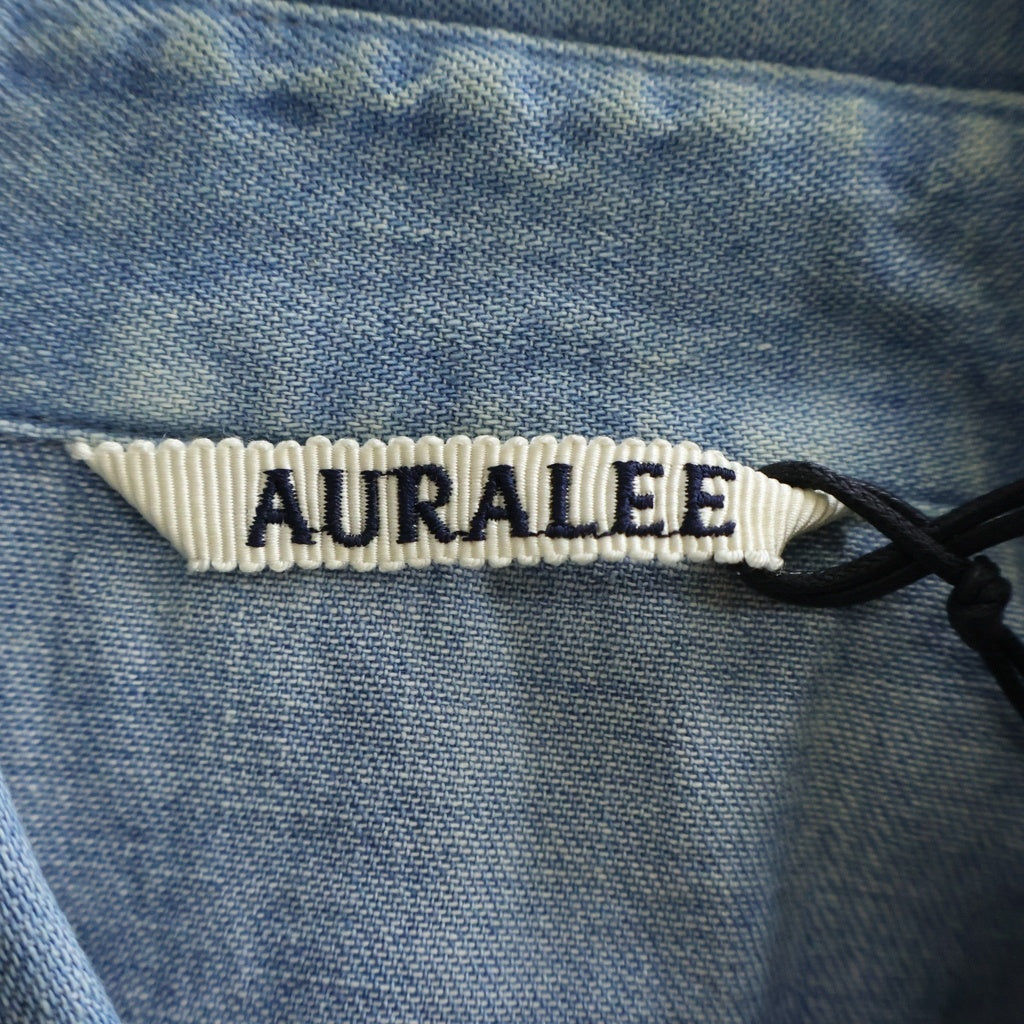 AURALEE(オーラリー) 23SS SELVEDGE SUPER LIGHT DENIM SHIRT ウォッシュ加工 スーパーライト デニム 長袖シャツ インディゴ A23SS01GS