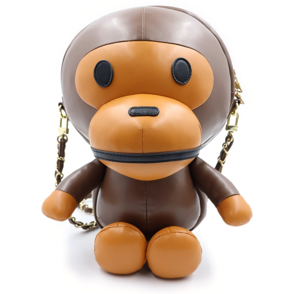 A BATHING APE(アベイシングエイプ) BABY MILO PLUSH DOLL CHAIN SHOULDER BAG ベイビーマイロ チェーンショルダーバッグ ブラウン レディース