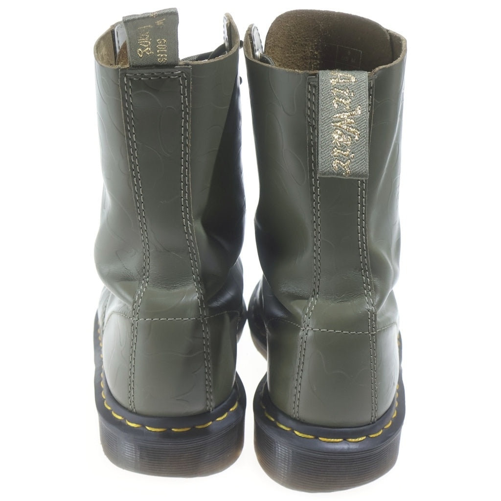 A BATHING APE(アベイシングエイプ) ×DR.MARTENS 10HOLE STEEL TOE CAP SHOES 10ホール スティール ハイカットレザーブーツ カーキ US9/27cm