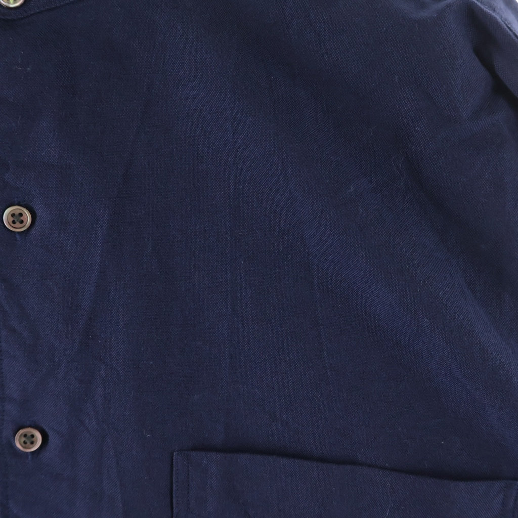 Graphpaper(グラフペーパー) Oxford L/S Band Collar Box Shirt オックスフォード バンドカラー ボックス シャツ 長袖シャツ ネイビー GM254-50014B