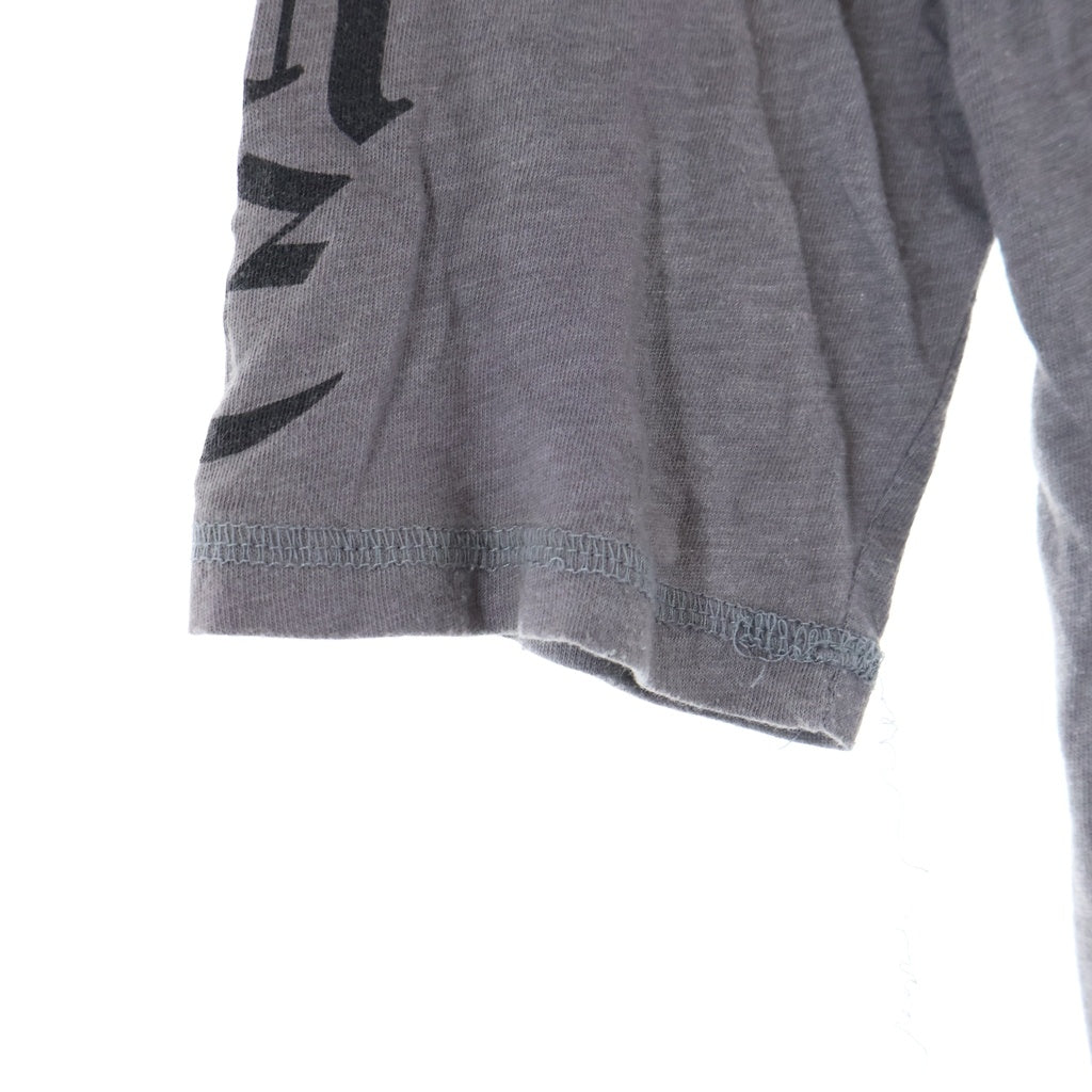 CHROME HEARTS(クロムハーツ) OLD CH CEMETARY CROSS L/S TEE セメタリークロス 両面プリント コットン ヘンリーネック 七分袖Tシャツ 長袖カットソー グレー