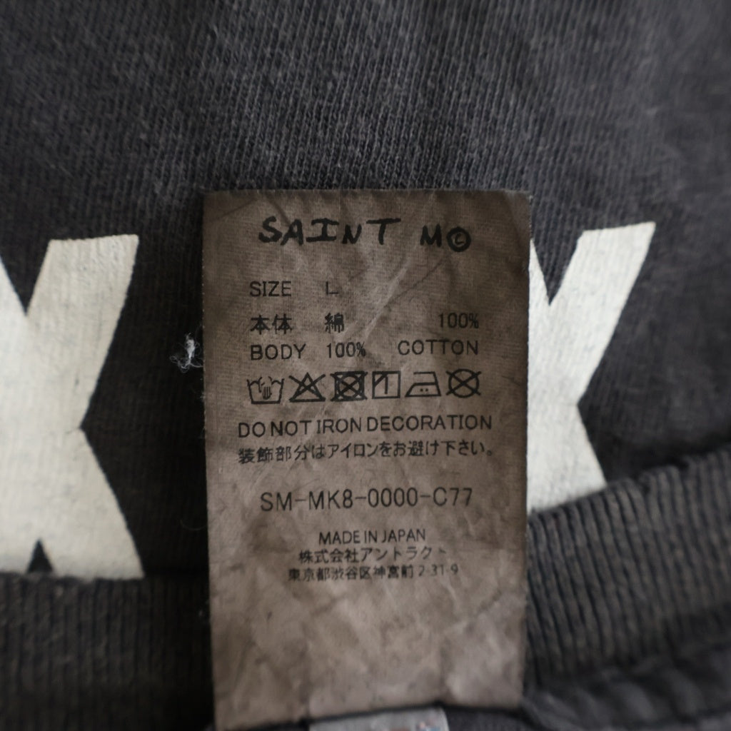 SAINT MICHAEL(セントマイケル) 26SS×進撃の巨人 AOT_SS TEE/ATTACK ON TITAN ヴィンテージ加工 プリントTシャツ 半袖カットソー ブラック SM-MK8-0000-C77
