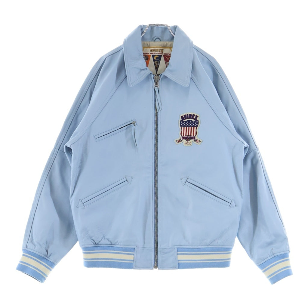 AVIREX(アヴィレックス) LIGHT SIGNATURE VARSITY JACKET ライト シグネチャー バーシティレザージャケット ライトブルー 783-4950016