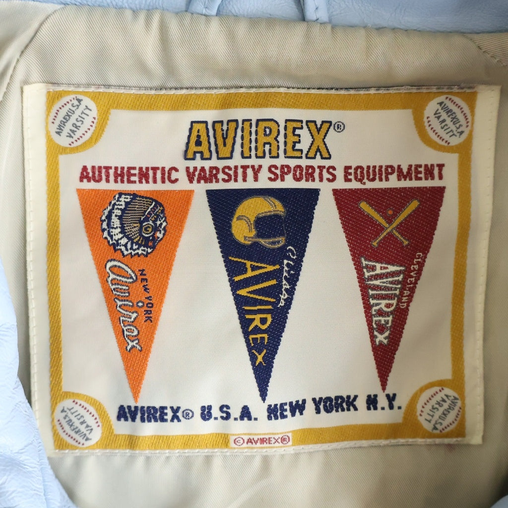 AVIREX(アヴィレックス) LIGHT SIGNATURE VARSITY JACKET ライト シグネチャー バーシティレザージャケット ライトブルー 783-4950016