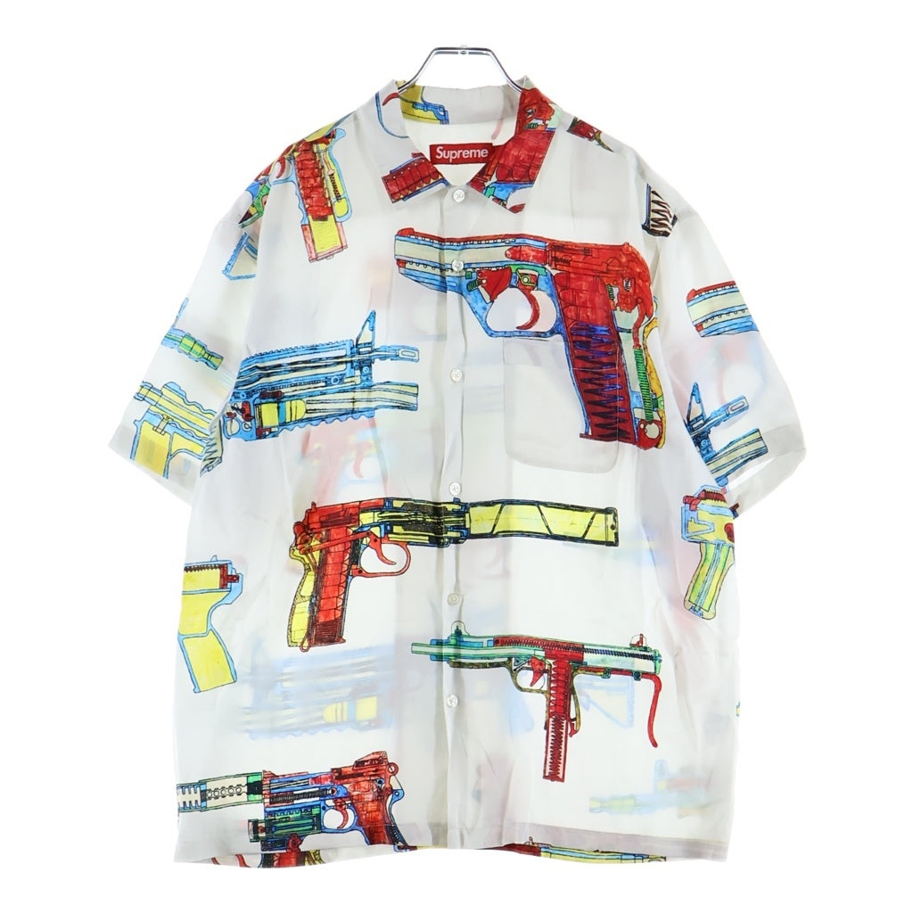 SUPREME(シュプリーム) 26SS Guns Silk S/S Shirt ガンズ 総柄半袖シルクシャツ ホワイト