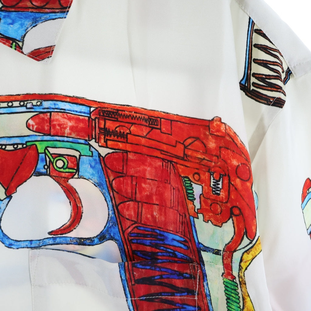 SUPREME(シュプリーム) 26SS Guns Silk S/S Shirt ガンズ 総柄半袖シルクシャツ ホワイト