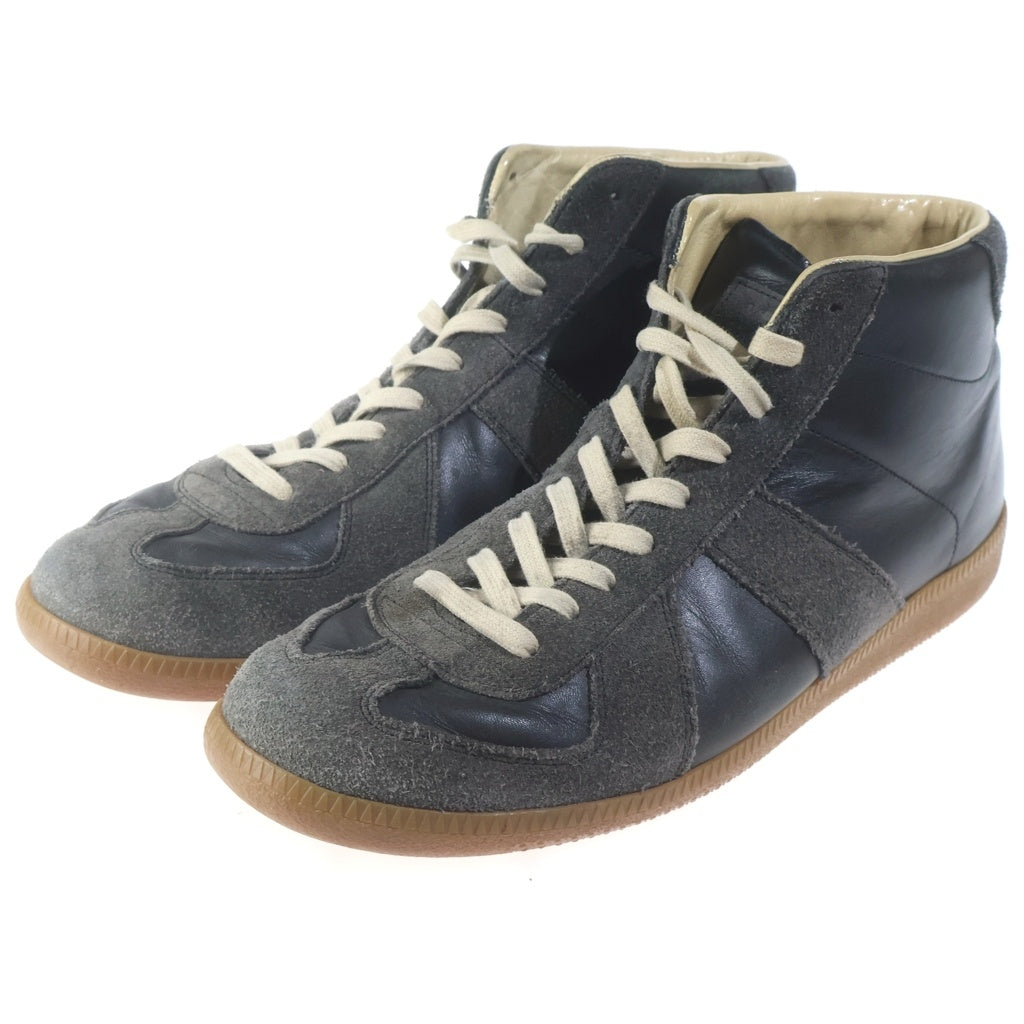 Maison Margiela(メゾンマルジェラ) Replica レプリカ ジャーマントレーナー レザーハイカットスニーカー ブラック/グレー